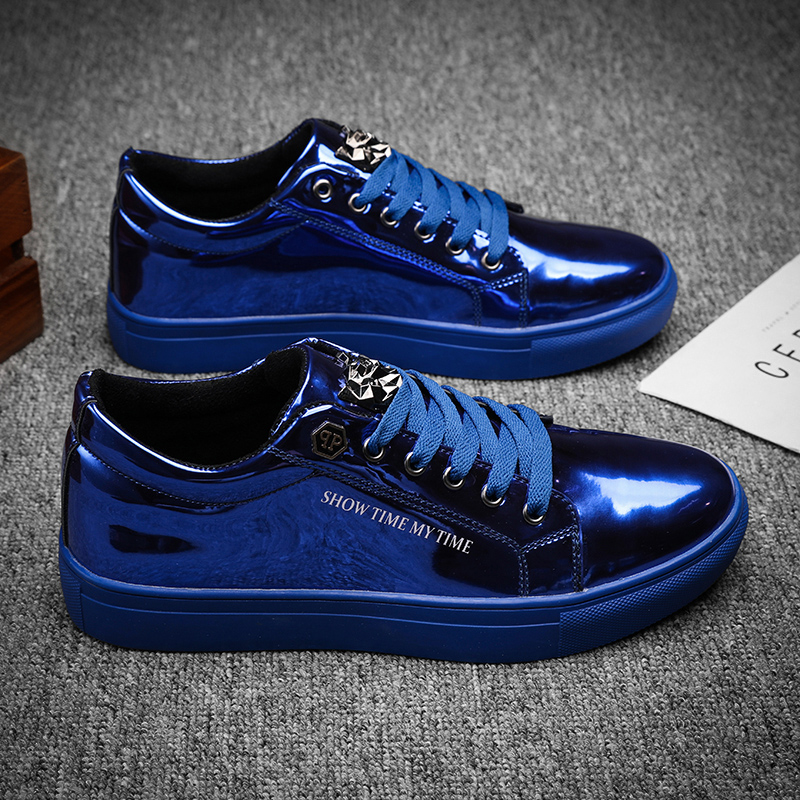 Luxury Lifestyle Us - Luxe Mannen Casual Sneakers Blauw Glanzend